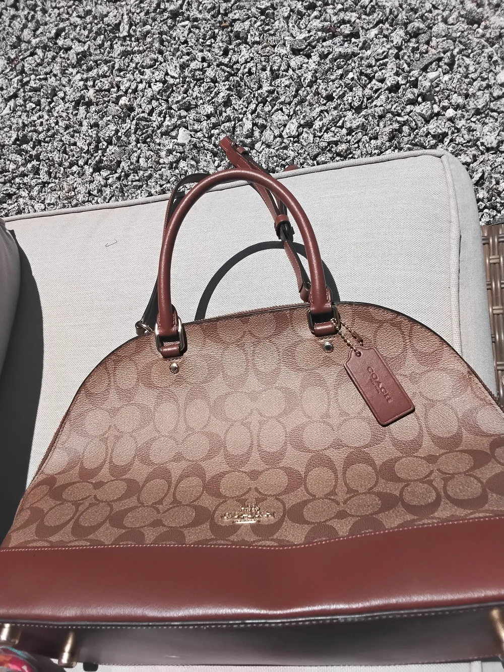 Coach Signature Dome Satchel in Beige/Tan